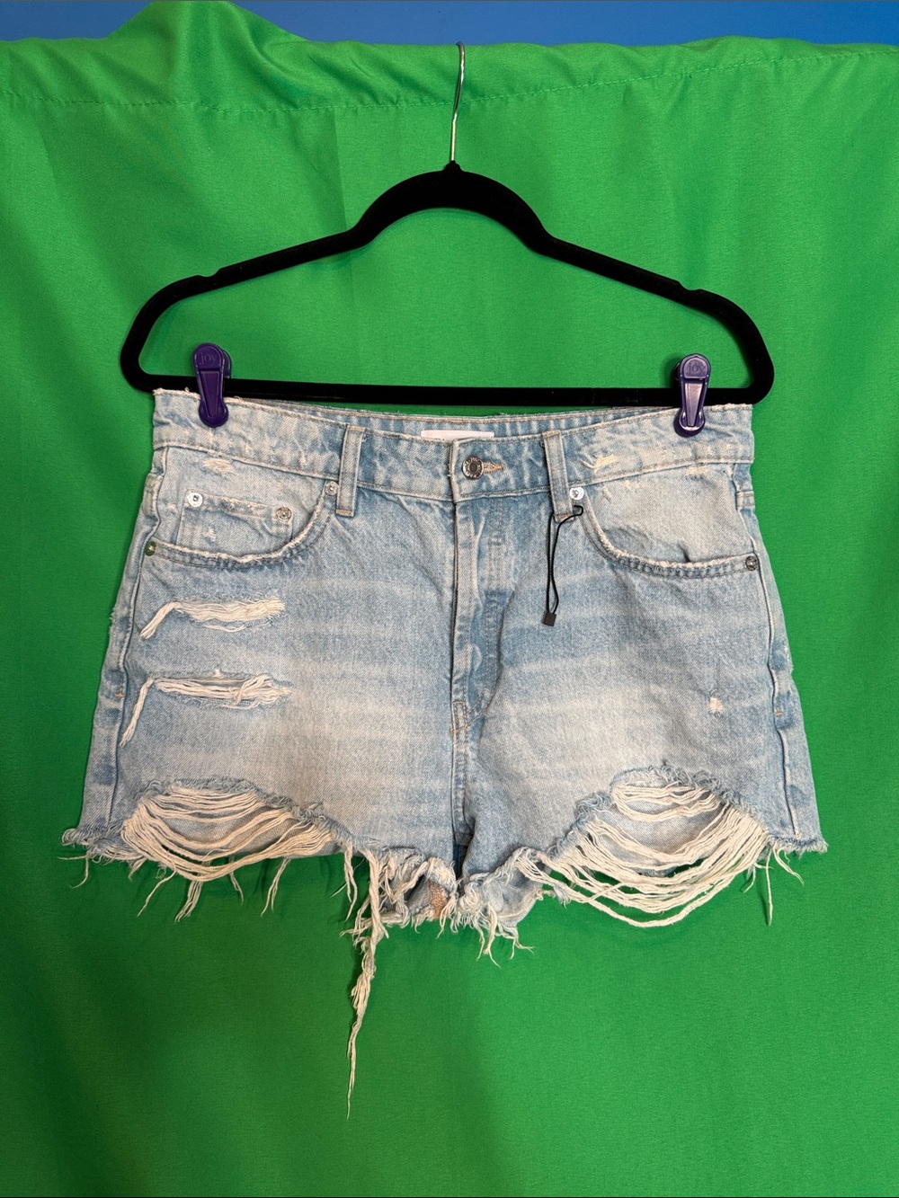 Zara distressed EUC light denim shorts size USA 8 EUR 40